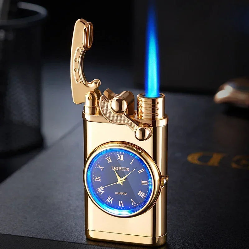 Rocker Metal Unusual Gas Lighters Jet Butane Torch Lighter Windproof Cigarette Cigar Lighter Gadgets for Men