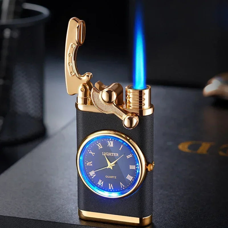 Rocker Metal Unusual Gas Lighters Jet Butane Torch Lighter Windproof Cigarette Cigar Lighter Gadgets for Men