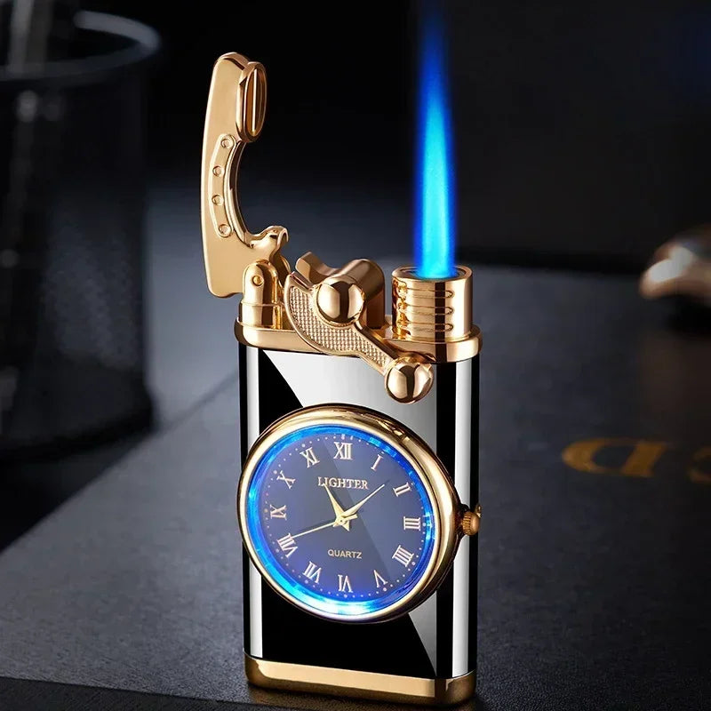 Rocker Metal Unusual Gas Lighters Jet Butane Torch Lighter Windproof Cigarette Cigar Lighter Gadgets for Men