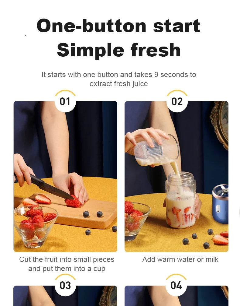 Portable Juicer Cup – 6 Blade USB Blender
