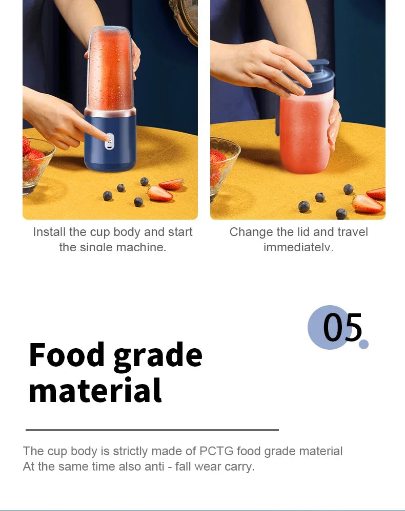 Portable Juicer Cup – 6 Blade USB Blender
