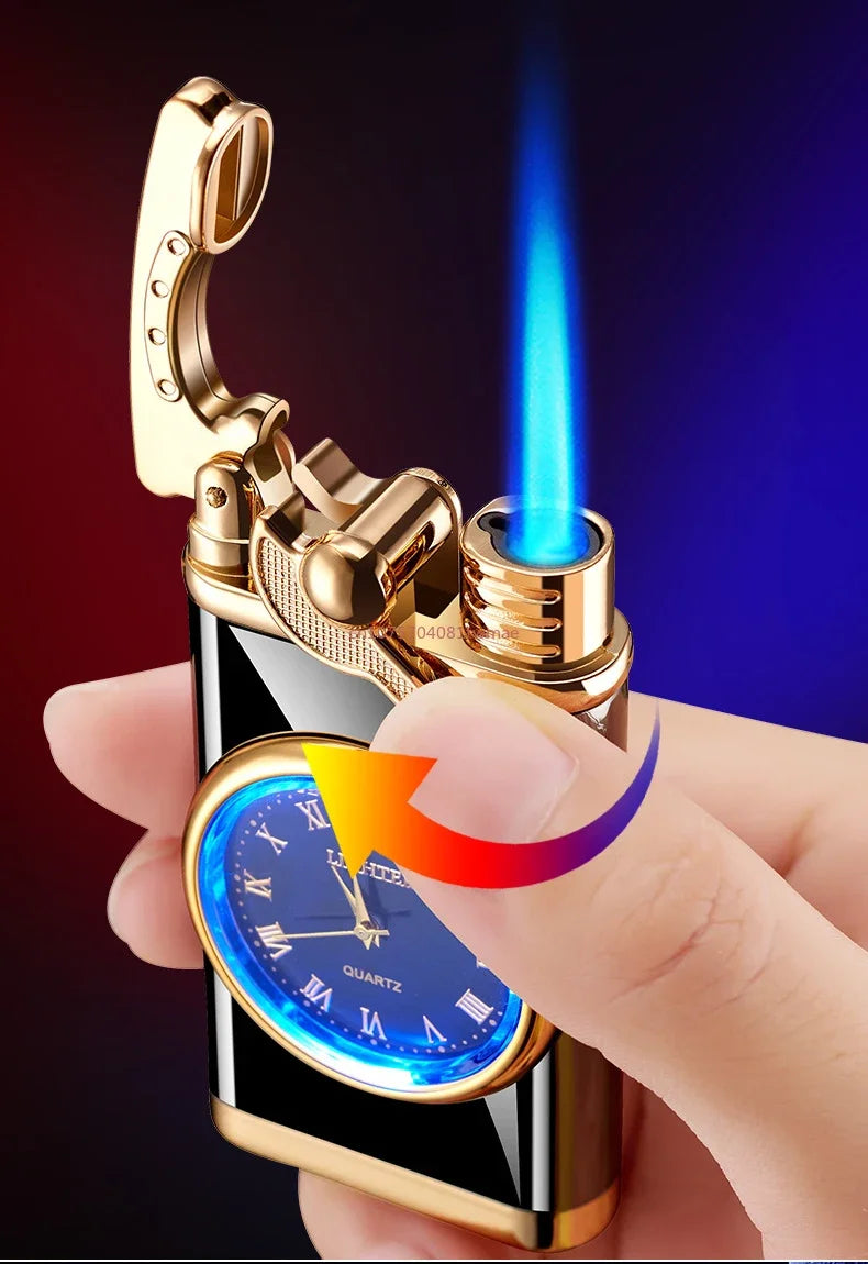 Rocker Metal Unusual Gas Lighters Jet Butane Torch Lighter Windproof Cigarette Cigar Lighter Gadgets for Men
