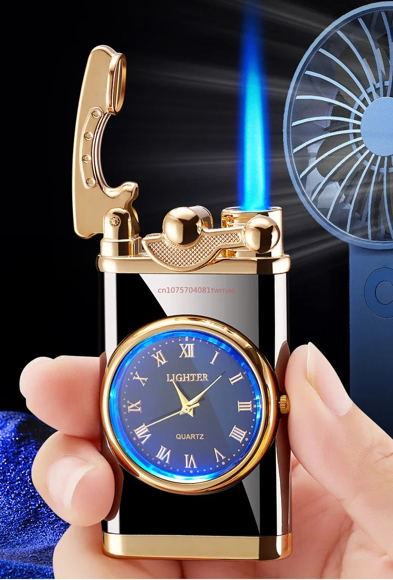 Rocker Metal Unusual Gas Lighters Jet Butane Torch Lighter Windproof Cigarette Cigar Lighter Gadgets for Men
