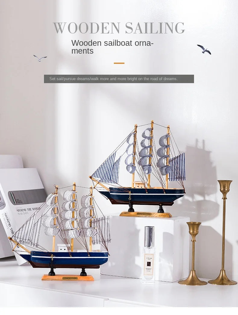 New Wooden Sailboat Model Office Living Room Decoration Crafts Nautical Decoration Creative Model Home Decoration Birthday Gift